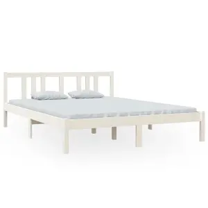 Berkfield Bed Frame White Solid Wood 150x200 cm King Size