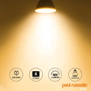 paul russells LED GU10 Light Bulb, 7W 600 Lumens, 50w Equivalent, 2700K Warm White, Ceiling Spotlights, Pack of 20