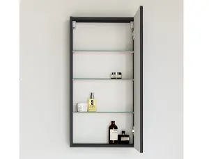 Bathroom Mirror Cabinet Mirrored Wall Unit 400mm Cupboard Black Grey Ash Avir