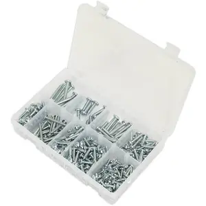 305 Piece Self Tapping Screw Assortment - Zinc Pan Head Pozi - Multiple Sizes for All Projects