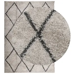 Shaggy Rug PAMPLONA High Pile Modern Beige and Anthracite 160x230 cm