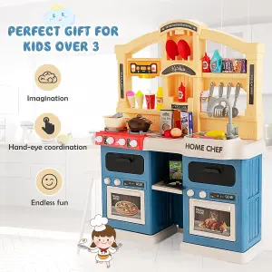 Costway 69PCS Kids Play Kitchen Children Pretend Role Play Toy Set Simulated Food Age 3+