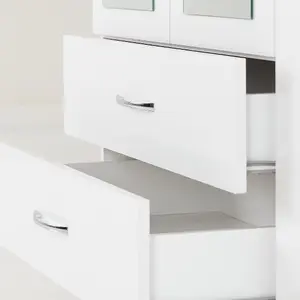 Nevada 4 Door 2 Drawer Mirrored Wardrobe in White Gloss Finish