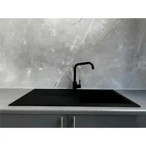 Liquida TEC860BL 1.0 Bowl Composite Reversible Black Kitchen Sink And Waste Kit