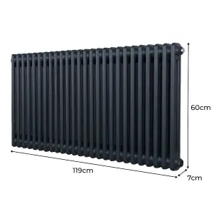 Traditional 2 Column Radiator - 600 x 1192 mm - Anthracite