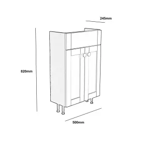 Ashford Slimline Matt Green Freestanding Bathroom Vanity unit (H) 820mm (W) 500mm