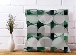 Geometric Grey Green Cushions 45cm x 45cm