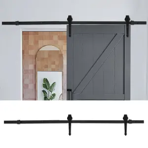 6.6ft Black Rustic Arrow Shaped Steel Barn Door Track System Sliding Hardware Kit, Load Capacity 100KG