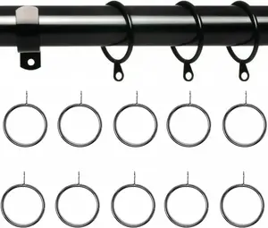 10 Pack Black Nickel Curtain Rings Metal 25mm to 36mm