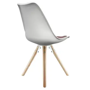 Soho White & Blush Pink Plastic Dining Chair with Pyramid Light Wood Legs