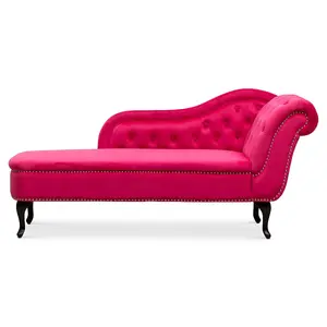 Left Hand Chaise Lounge in Velvet Dark Pink