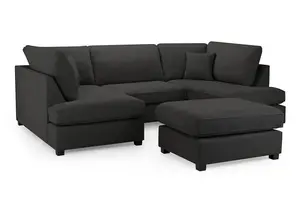 U Shape Cinema Sofa Black Full Back