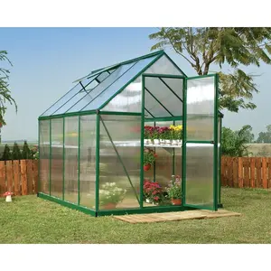 Mythos 6 Ft W x 4 Ft D Greenhouse Green / 208cm H x 185cm W x 247cm D