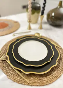 Rozi Jaswely Collection Porcelain Dinner Plates, Set of 6 - Black