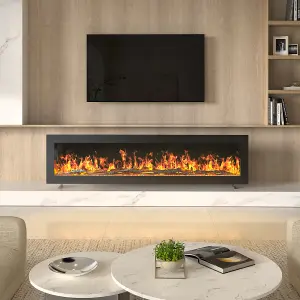 Black Electric Fire Wall Mounted or Freestanding Fireplace Heater 12 Flame Colors with Remote Control 60 inch