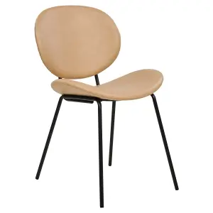 Set of 2 Dining Chairs LUANA Faux Leather Sand Beige