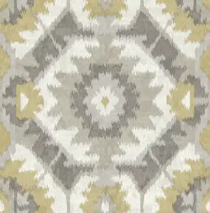 Fine Decor FD25549 Kazac Wallpaper, Yellow/Grey