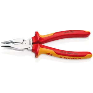 KNIPEX 08 26 185 SB Needle-Nose Combination Pliers insulated with multi-component grips, 185mm 13185