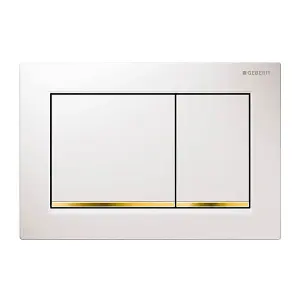 Geberit Omega30 Dual Flush Plate for 120mm Omega Cistern White Gold Plated 115.080.KK.1