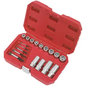 18 Piece Bolt Stud & Screw Extractor Set - Chromoly Steel - Storage Case