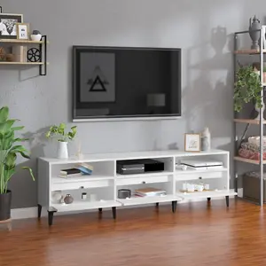 Berkfield TV Cabinet High Gloss White 150x30x44.5 cm Engineered Wood