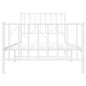 Berkfield Metal Bed Frame without Mattress with Footboard White 90x190cm