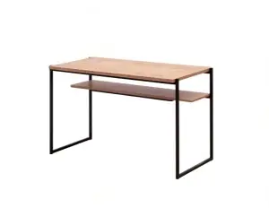 Loft Desk with Shelf - Oak Lancelot & Black - H760mm W1240mm D600mm