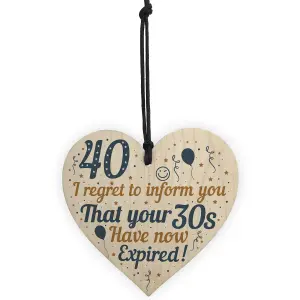 Red Ocean 40th Birthday Gifts For Men Women Funny Plaque Wooden Heart Sign Gift For Friend Birthday Decoration