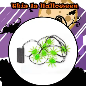 Halloween Spider Lights LED Set of 8 Trick or Treat Party Set of 8 Green