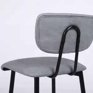 Upholstered Counter Stool with Metal Frame (Set of 2) Grey