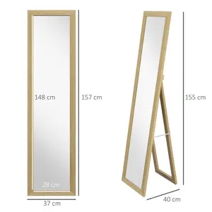 Mahalet Rectangle Wood Floor Mirror Gold