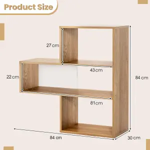 Costway 3-Tier Convex Display Bookshelf Wooden Freestanding Bookcase Storage Stand Rack