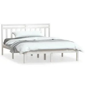 Berkfield Bed Frame White Solid Wood Pine 140x200 cm