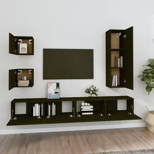 Berkfield 5 Piece TV Cabinet Set Black Engineered Wood