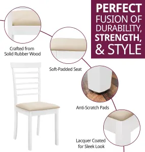 Hallowood Furniture Ledbury Wooden Chair with Fabric Seat Pad in White Painted Finish (Pair)