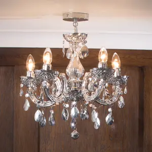 Litecraft Marie Therese Silver 5 Light Chandelier