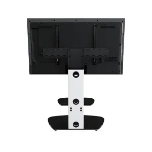 AVF Lucerne 70cm Curved Pedestal TV Stand, for TVs 32-65" - Satin White and Black Glass