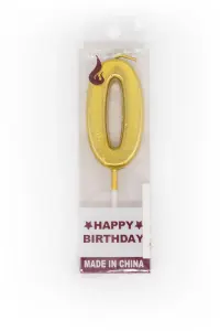 Shatchi Gold 0 Number Candle Birthday Anniversary Party Cake Decorations Topper