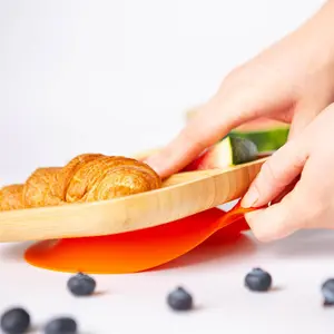 Bamboo Segmented Baby Weaning Plate & Fork Set - Orange