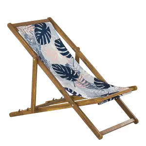 Sun Lounger Wood Light Brown ANZIO