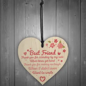 Red Ocean Thank You Friendship Sign Best Friend Plaque Gift Shabby Chic Wooden Hanging Heart Plaque