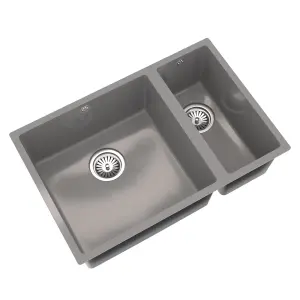 Liquida CM670GG 1.5 Bowl Comite Undermount / Inset Gloss Grey Kitchen Sink