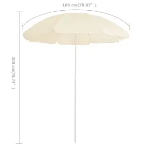 Berkfield Outdoor Parasol  with Steel Pole Sand 180 cm