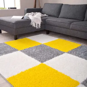 Myshaggy Collection Rugs Geometric Design  381 Yellow