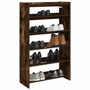 Berkfield Shoe Rack Smoked Oak 60x25x100 cm Engineered Wood