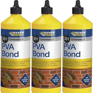 Everbuild 501 Universal PVA Bond, 1 Litre     PVA1L(n) (Pack of 3)