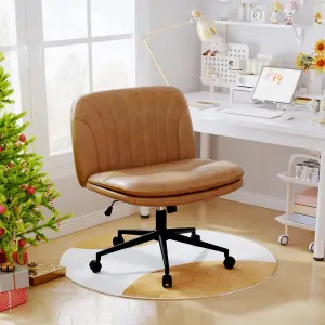 Swivel Office Chair without Armrest for Home Bedroom-Brown