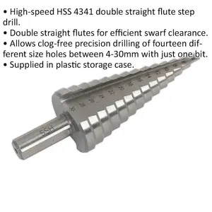 HSS 4341 Double Flute Step Drill Bit for Precision Drilling - 4mm to 30mm