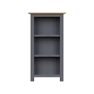 3 Tier Solid Oak Bookcase Graphite Blue