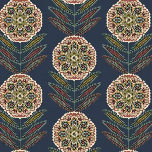 Galerie Mulberry Tree Blue Multicoloured Floral Wallpaper Roll